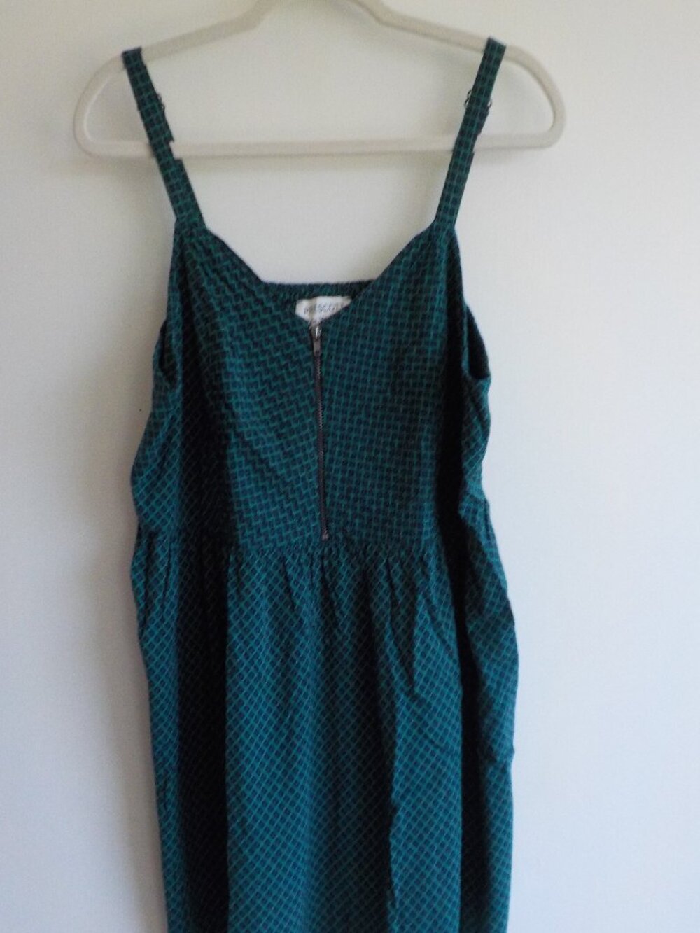 Prescott Blouse Top - Size 1X - Green/Blue Sleeveless Strap Smocking (760)